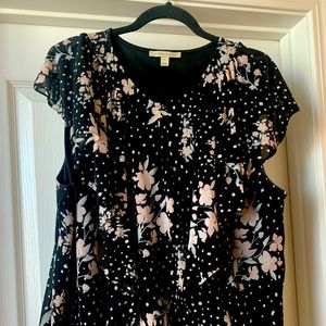 Ruffled floral and polka dot top